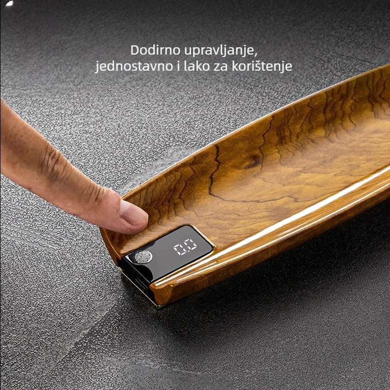 Rongshan Tang digitalna vaga za čaj od masivnog drveta Golden Silk Nan, s razdjelnikom za listove čaja i držačem čaja s prikazom težine.