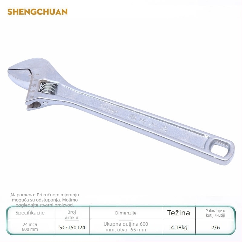 Shengchuan podesivi ključ, industrijske klase, višenamjenski veliki otvor, 8-12 inča