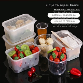 5-komadna set pravokutnih prozirnih plastičnih kutija za obrok s poklopcem za čuvanje svježe hrane