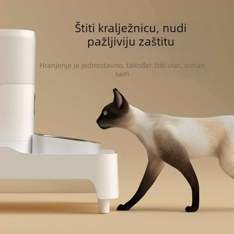 Prilagodljivi podignuti stalak za hranjenje mačaka s podrškom za vrat