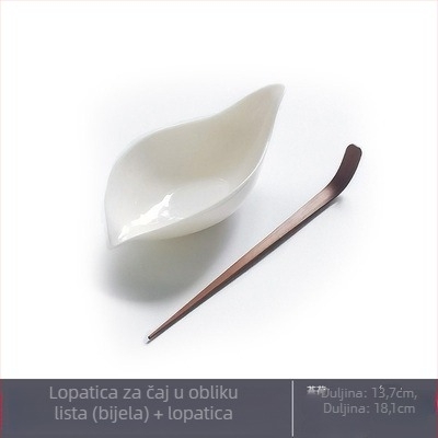 Ručno izrađeni keramički dodaci za ceremoniju čaja: žličica za čaj i lopatica, jednobojni, japanski stil