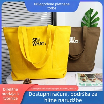Raspoloživa prazna platnena tote torba s prilagodljivim logotipom i flocking tiskom, visokokvalitetna platnena torba
