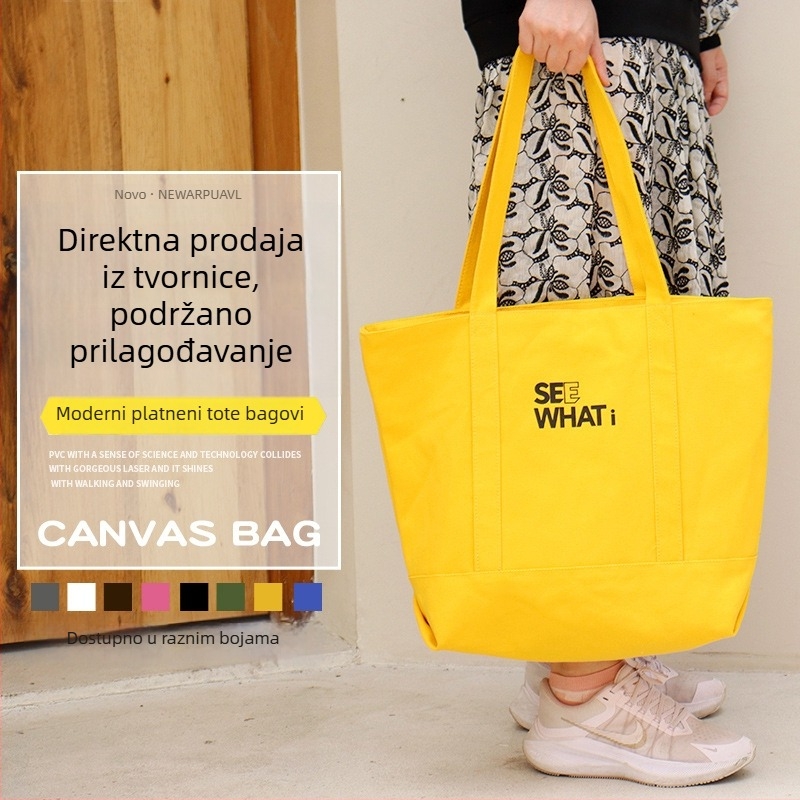 Raspoloživa prazna platnena tote torba s prilagodljivim logotipom i flocking tiskom, visokokvalitetna platnena torba