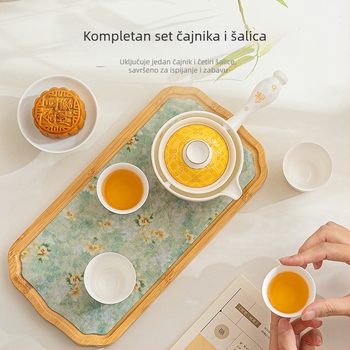 Songfa komplet za čaj od kostnog porculana s dizajnom cvjetnog zeca, Gongfu čajni set u poklon kutiji
