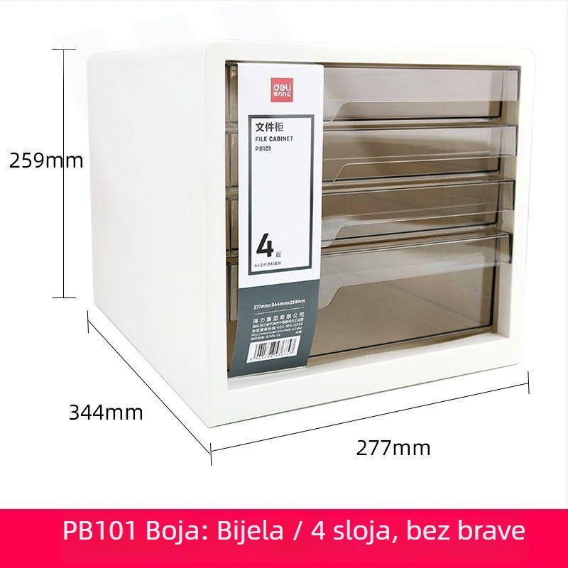 PB100 Minimalistički stolni ormar za dokumente s prozirnim ladicama, A4, 5 razina