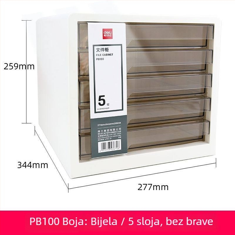 PB100 Minimalistički stolni ormar za dokumente s prozirnim ladicama, A4, 5 razina