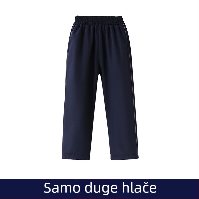 Dječji jedinstveni školski uniformni set za proljeće i jesen — unisex, bluza na zip s dugim rukavima i hlače