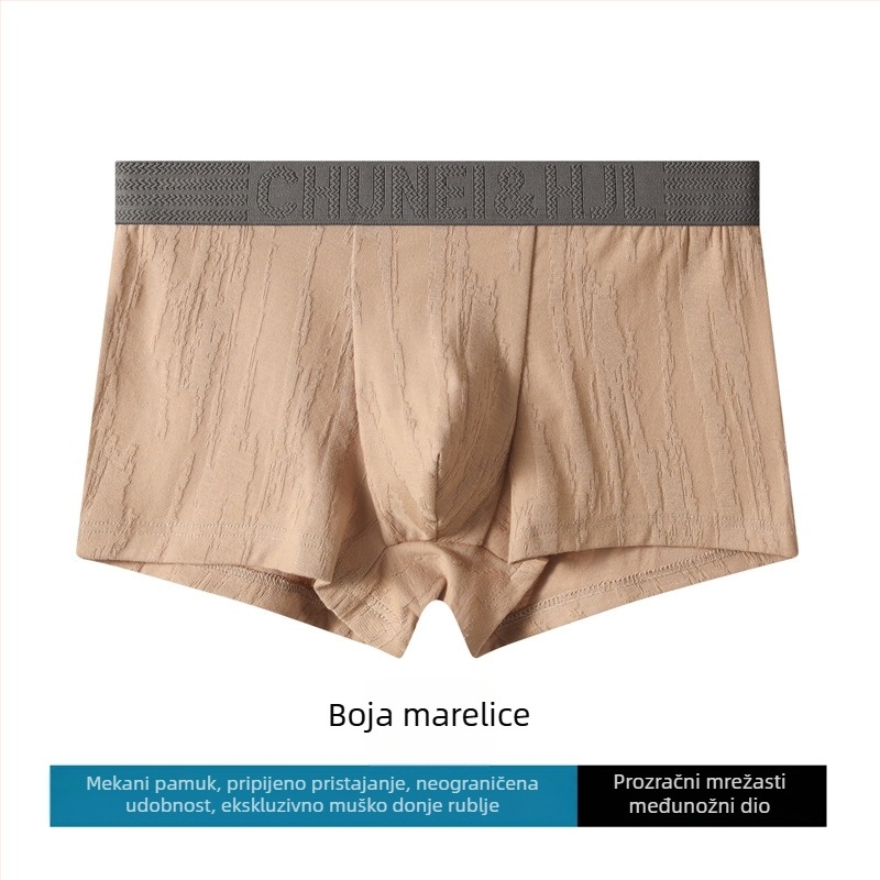 Muške bokserice od pamuka s jacquard uzorkom, prozračne i udobne, srednji pojas
