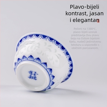 Ručna plavo-bijela porcelanska šalica za čaj sa izrezanim uzorkom, čajni set s jednom šalicom