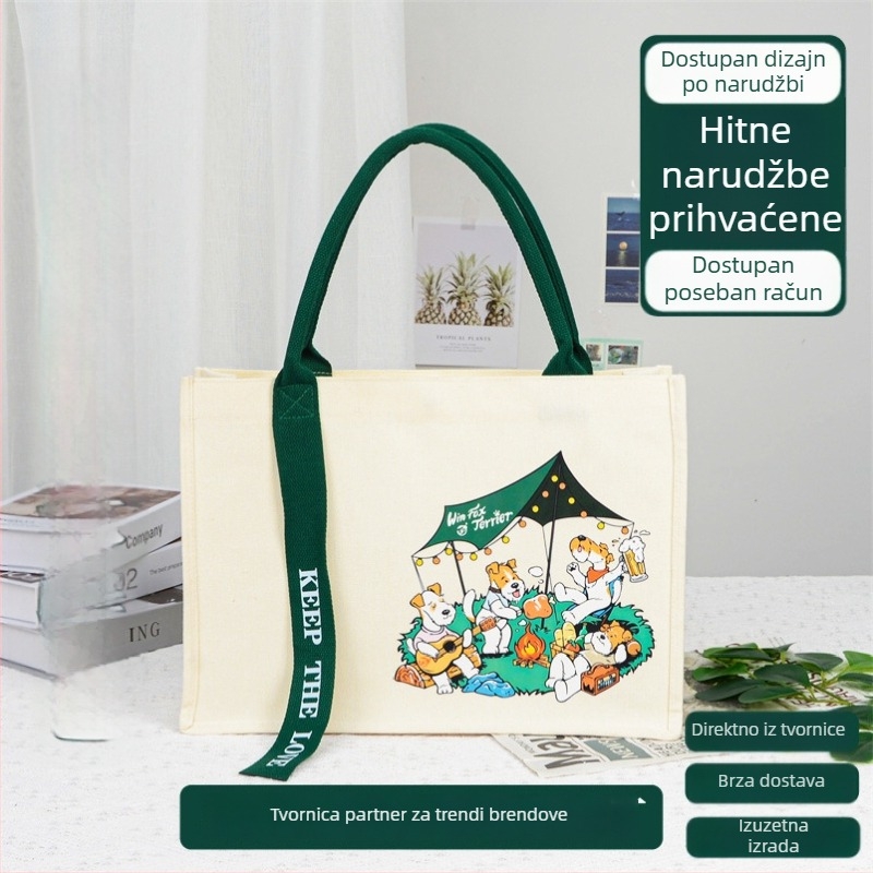 Strukturna platnena tote torba s prilagođenim logotipom i laminiranim završetkom
