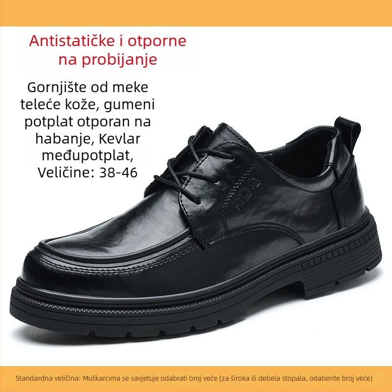 Muške crne antistatične kožne cipele s Kevlar srednjom potplatom, otporne na probijanje, za benzinske postaje i skladišta nafte.