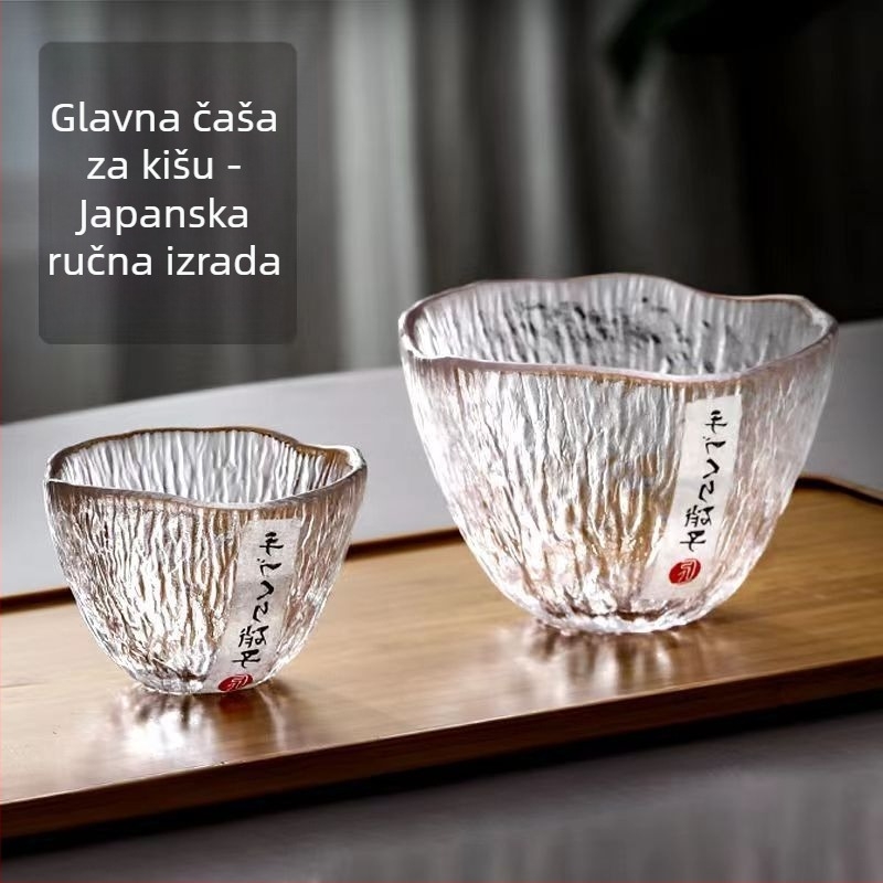 Japanski stil staklena čajna šalica za kućnu upotrebu — mala samostalna šalica, dizajn kišne kapljice, set za pripremu i posluživanje čaja