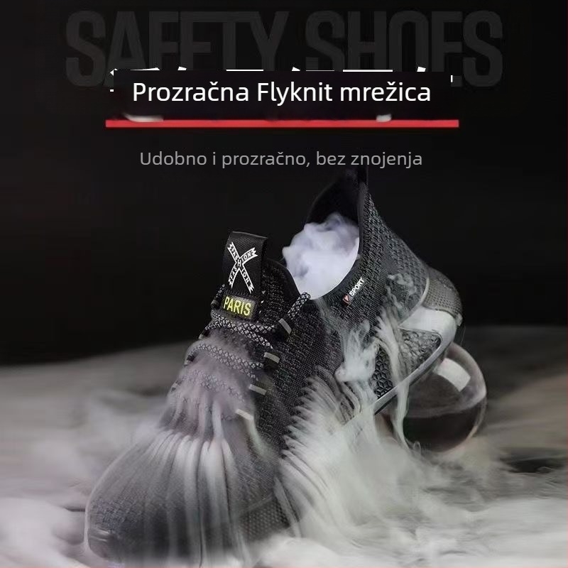 Muške ljetne sigurnosne radne cipele, ultra lagane, čelična kapica, otporne na probijanje i udarce, prozračne, protuklizne