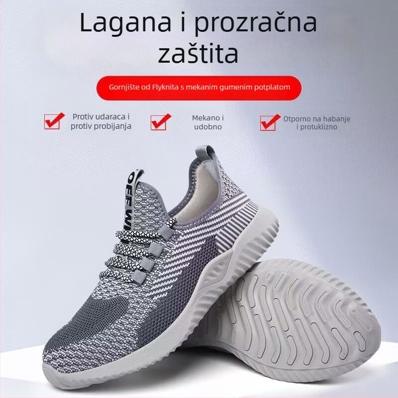 Muške ljetne sigurnosne radne cipele, ultra lagane, čelična kapica, otporne na probijanje i udarce, prozračne, protuklizne