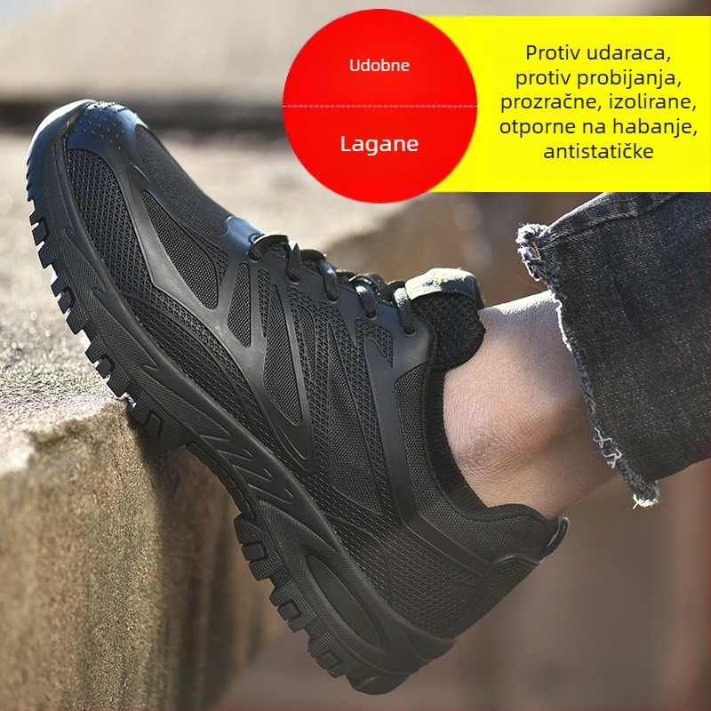 Muške zaštitne cipele – za vanjsku upotrebu, otporne na udarce i probijanje, lagane, protuklizne, otporne na ulje, izolirane, crne