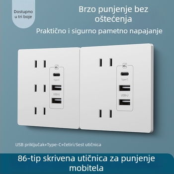 Type-C utičnica s brzim punjenjem za noćni ormarić, USB 20W punjenje za Android i iPhone