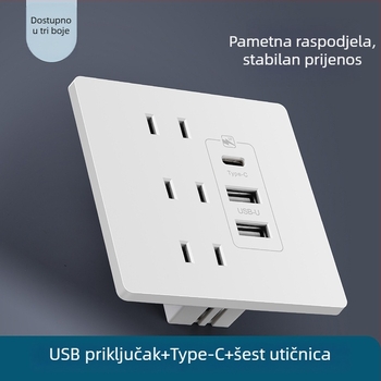 Type-C utičnica s brzim punjenjem za noćni ormarić, USB 20W punjenje za Android i iPhone