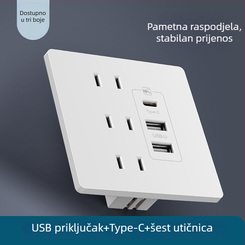 Type-C utičnica s brzim punjenjem za noćni ormarić, USB 20W punjenje za Android i iPhone