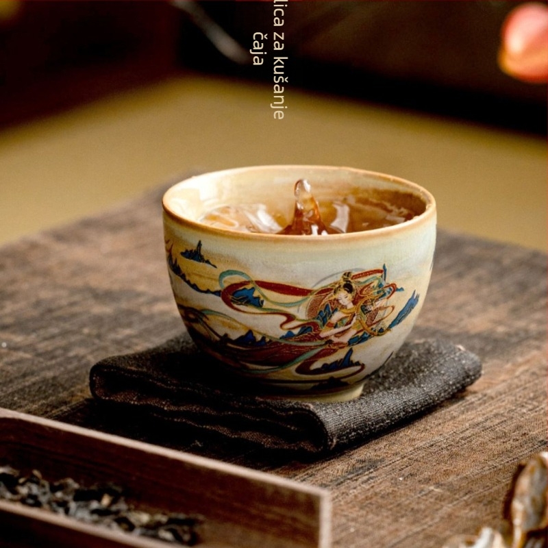 Dunhuang leteće apsare porcelanska šalice za čaj, Gongfu ceremonija, kućna upotreba