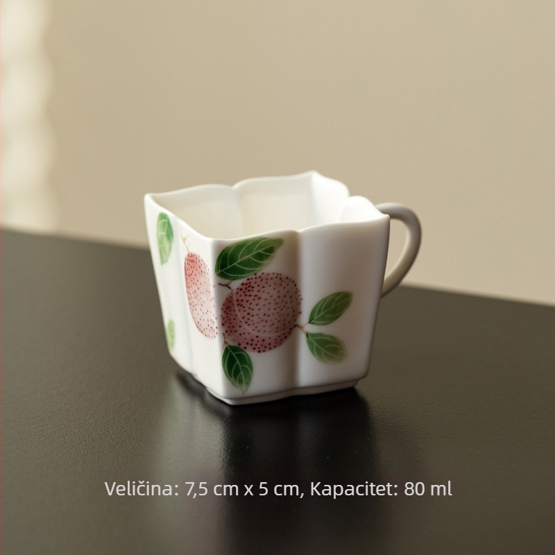 Ručna ručno oslikana šalica za čaj s Lychee podglazom, četverokutna keramika, japanski stil, za osobnu uporabu