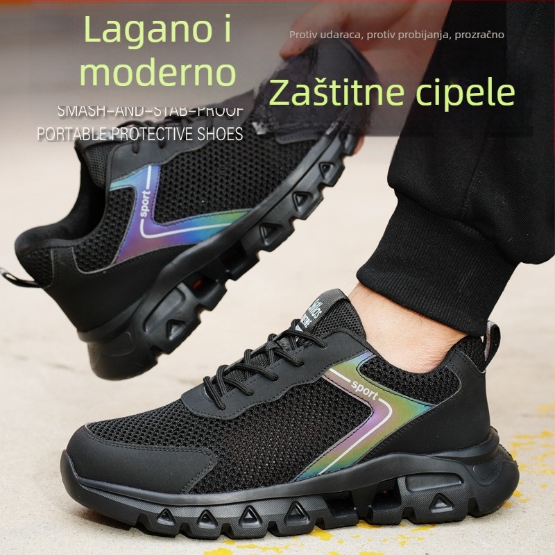 Muške ljetne mrežaste radne cipele, prozračne, lagane, čelični vrh, zaštita od udara i proboja, mekana potplat, izdržljive na habanje