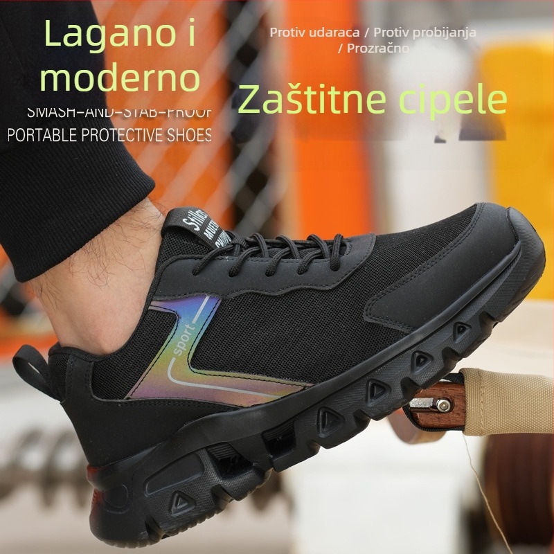 Muške ljetne mrežaste radne cipele, prozračne, lagane, čelični vrh, zaštita od udara i proboja, mekana potplat, izdržljive na habanje