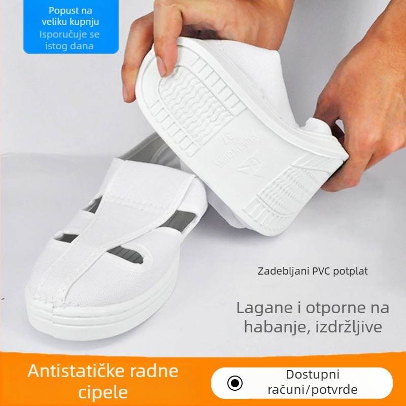Antistatične tenisice od platna s PVC potplatom, prozračne radne cipele bez prašine s mekanim potplatom, četiri rupe za vezanje