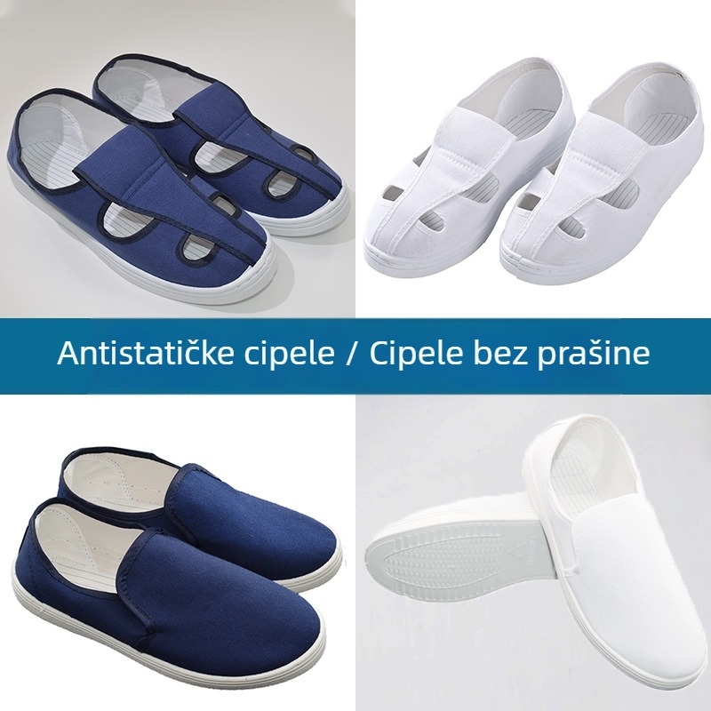 Antistatične tenisice od platna s PVC potplatom, prozračne radne cipele bez prašine s mekanim potplatom, četiri rupe za vezanje