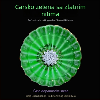 Zlato ukrašena gongfu čajna šalice za kućnu upotrebu, kineskog stila, s motivom lotosa i pauna, velika degustacijska šalica