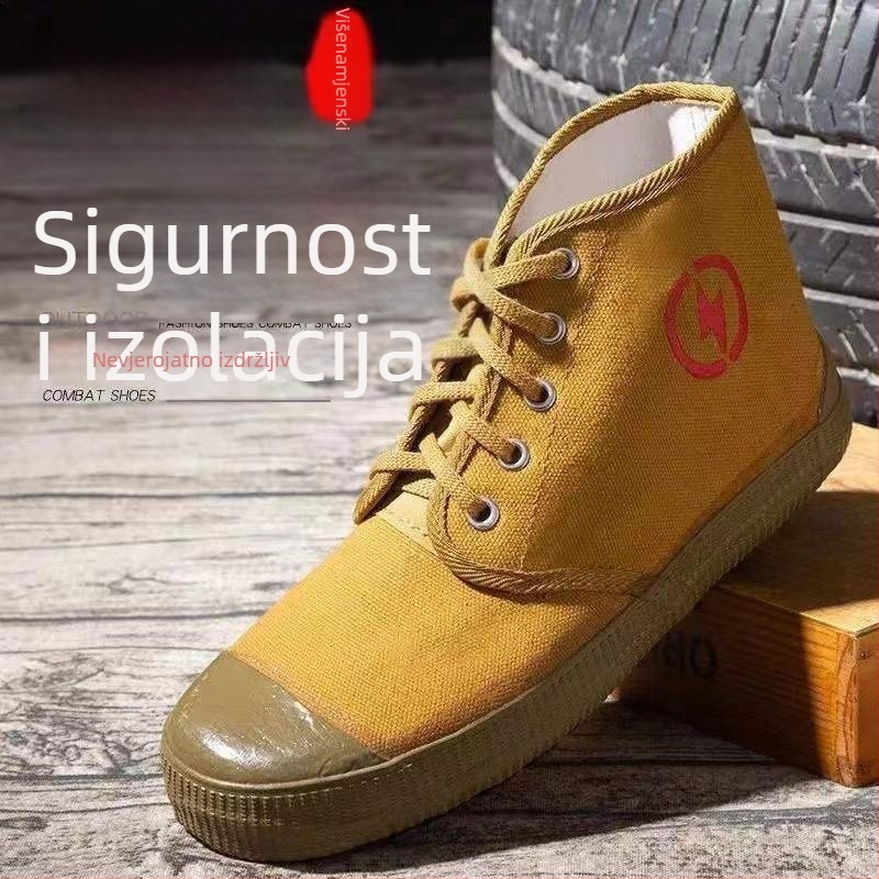 5kV izolirane cipele za električare, visoki gornji dio od gume i platna, prozračne žute zaštitne cipele