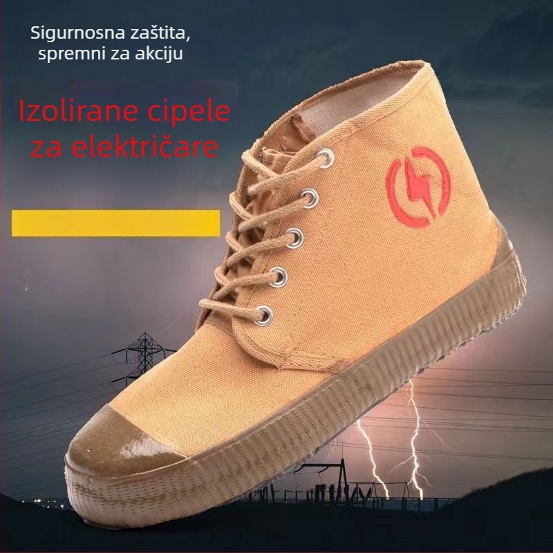 5kV izolirane cipele za električare, visoki gornji dio od gume i platna, prozračne žute zaštitne cipele