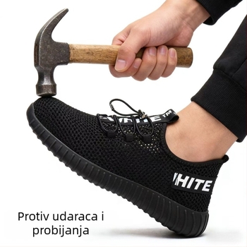 Muške ljetne sigurnosne cipele za posao, prozračni mrežasti gornji dio, zaštita od udara i probijanja, lagane i udobne zaštitne cipele