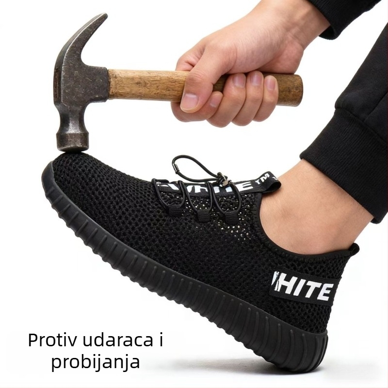 Muške ljetne sigurnosne cipele za posao, prozračni mrežasti gornji dio, zaštita od udara i probijanja, lagane i udobne zaštitne cipele