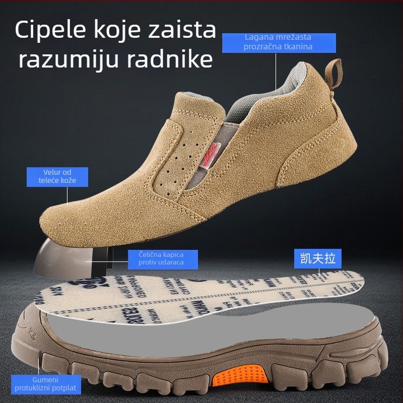 Kožne radne cipele od teleće kože s zaštitom od udara i probijanja, zaštitom od iskri i visokih temperatura — muške radne cipele s protukliznom i otpornosti na habanje
