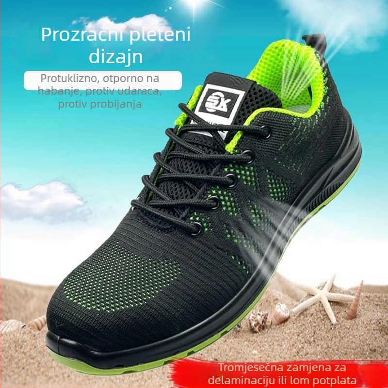 Čizme za zaštitu s čeličnim vrhom, za muškarce i žene, lagane i prozračne, otporne na udarce i probijanje, pletene, protuklizne za gradilište ljeto