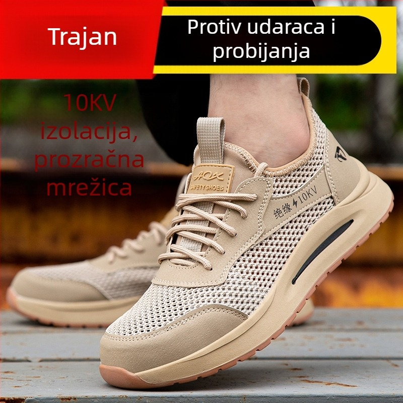 Muške ljetne zaštitne cipele s prozračnom izolacijom, lagane, otporne na habanje, protuklizne, s čeličnim vrhom, za radionicu