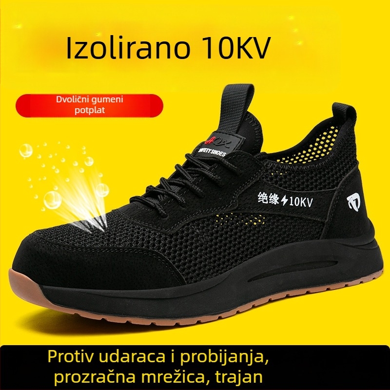 Muške ljetne zaštitne cipele s prozračnom izolacijom, lagane, otporne na habanje, protuklizne, s čeličnim vrhom, za radionicu