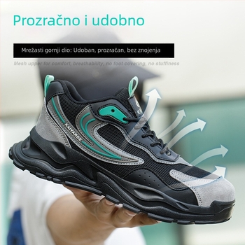 Muške cipele za sigurnost s otpornošću na udarce i probijanje, izolirane, od prave kože, prozračne, ultra lagane, mekani potplat, radne cipele
