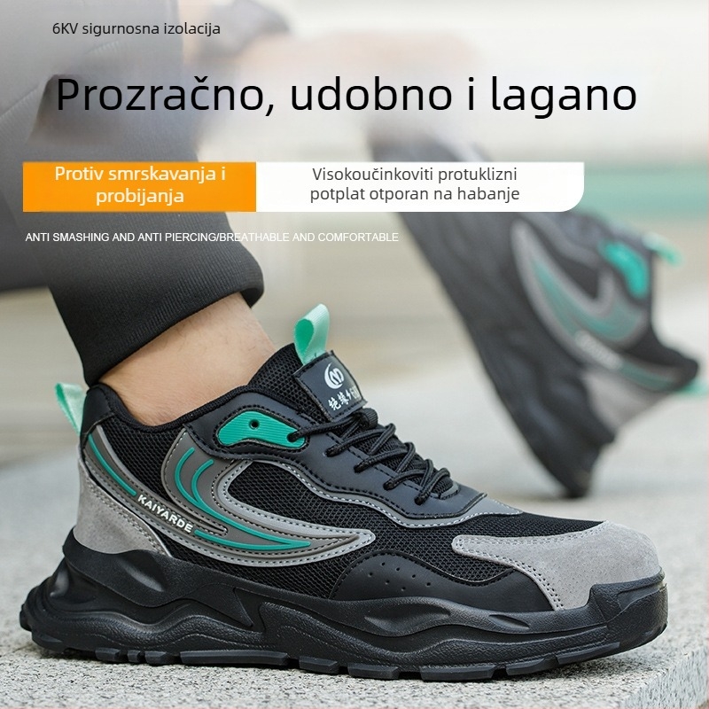 Muške cipele za sigurnost s otpornošću na udarce i probijanje, izolirane, od prave kože, prozračne, ultra lagane, mekani potplat, radne cipele