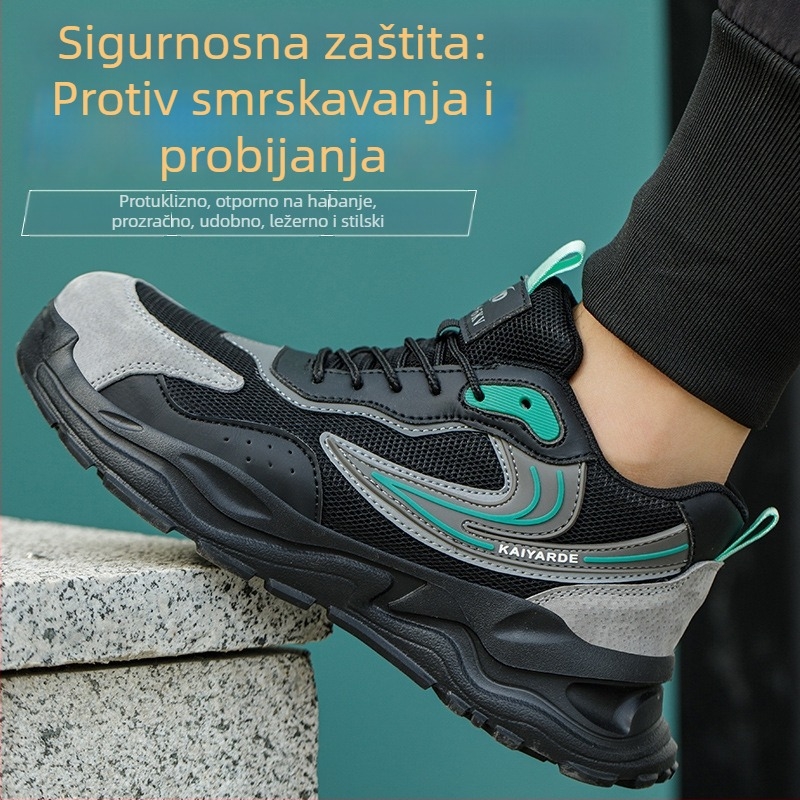 Muške cipele za sigurnost s otpornošću na udarce i probijanje, izolirane, od prave kože, prozračne, ultra lagane, mekani potplat, radne cipele