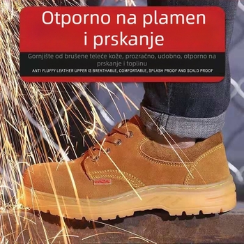 Muške zaštitne cipele za posao s čeličnim vrhom, prozračne, lagane, otporne na perforaciju, bez mirisa, koža goveda, ljetne zavarivačke cipele