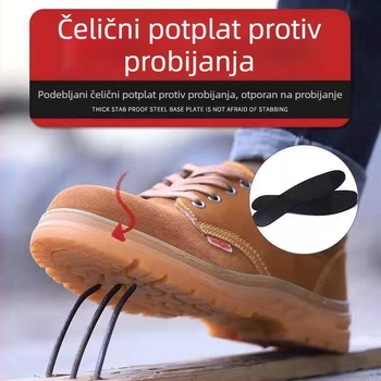 Muške zaštitne cipele za posao s čeličnim vrhom, prozračne, lagane, otporne na perforaciju, bez mirisa, koža goveda, ljetne zavarivačke cipele