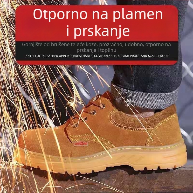 Muške zaštitne cipele za posao s čeličnim vrhom, prozračne, lagane, otporne na perforaciju, bez mirisa, koža goveda, ljetne zavarivačke cipele