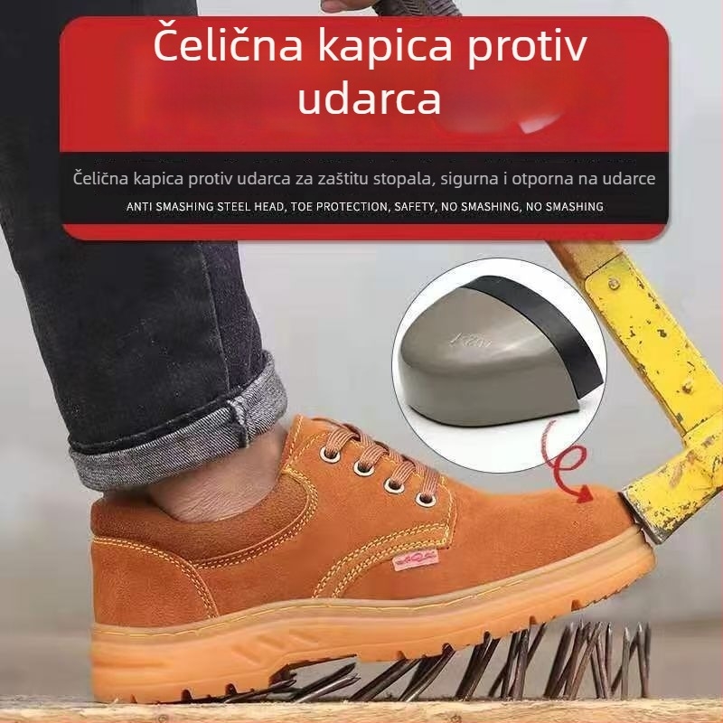 Muške zaštitne cipele za posao s čeličnim vrhom, prozračne, lagane, otporne na perforaciju, bez mirisa, koža goveda, ljetne zavarivačke cipele