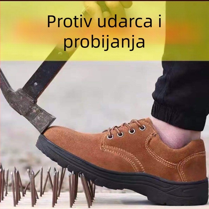 Muške zaštitne cipele za posao s čeličnim vrhom, prozračne, lagane, otporne na perforaciju, bez mirisa, koža goveda, ljetne zavarivačke cipele
