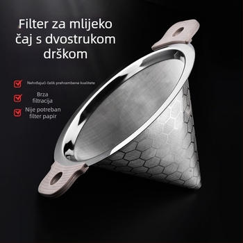 Filter za čaj od 304 nehrđajućeg čelika za čaj s mlijekom, s dvostrukim držašima, velik filter s ultrafinom mrežom