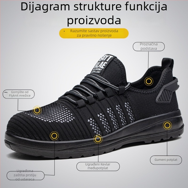 Unisex cipele za sigurnost s čeličnom prstom, zaštita od udara i prodiranja, lagane i prozračne za gradilišta