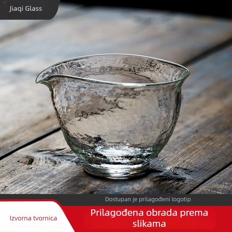 Čaša od kovanog stakla za čaj, uredski set s dijelom za čaj i posudom za posluživanje, visoko borosilikatno staklo, špičasti otvor šalice