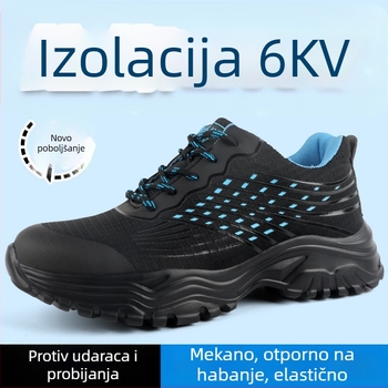 Muške sigurnosne radne cipele, lagana mekana potplata, čelični vrh, zaštita od udara i probijanja, izolirane za električare, gornji dio od Flyknit mreže