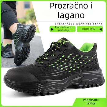 Muške sigurnosne radne cipele, lagana mekana potplata, čelični vrh, zaštita od udara i probijanja, izolirane za električare, gornji dio od Flyknit mreže